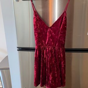 Velvet Red Romper Dress